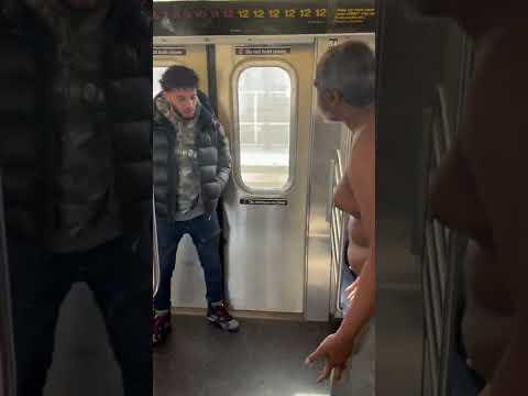 Homeless Man Fight Over Air Force 1 On NYC Train