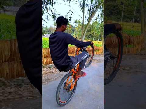 Bicycle front wheel raised 100 meter challenge 😱 #badholrider #shorts #wheelie #challange