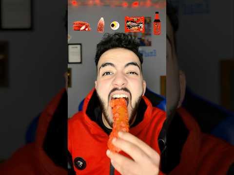 أكل الطعام بالون الاحمر الحار 🌶️ spicy Red Food