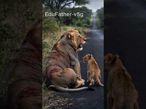 Conscientious man saves the injured lion #animals #lion