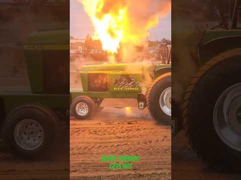 Black Tornado John Deere Pulling Tractor Heats things up #shorts