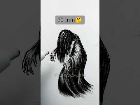 drawing Ghost in 5 sec, 30 min and 2 hr #shorts