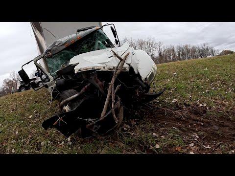 CODE 3 BOX TRUCK CRASH!!!   TRUCK DESTROYED, BUT  DRIVER SURVIVED!!!