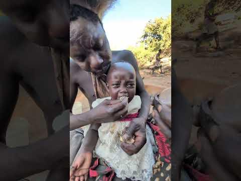 Like father like daughter 🤣❣️ Today Chaaba don't go hunting only caring baby 🐥🍼#villagelife #africa