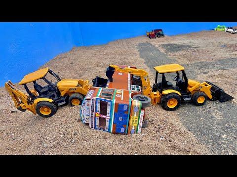 Mini Die Tractor 🚜 and Tata Dump Truck Fully loaded Sand From JCB Backhoe Loader | Accident Dumper
