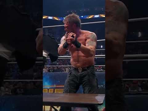 Rated R Superstar #AdamCopeland sent Nick Wayne through a fiery table at #AEWWorldsEnd!