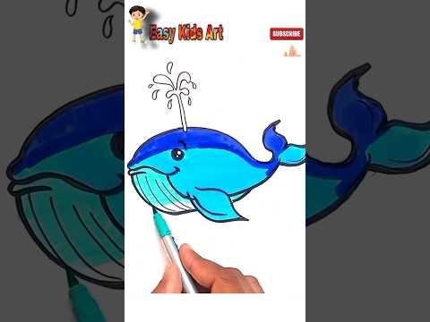 How to draw a beautiful and easy whale for kids 🐳#shorts #whale #shortsvideo#funny #trend #draw