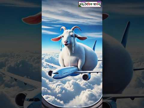 ছাগলটি অনেক কমলা খায় এবং আকাশে উড়ে যায় 😭 #ai #goat #grandmother #airplane