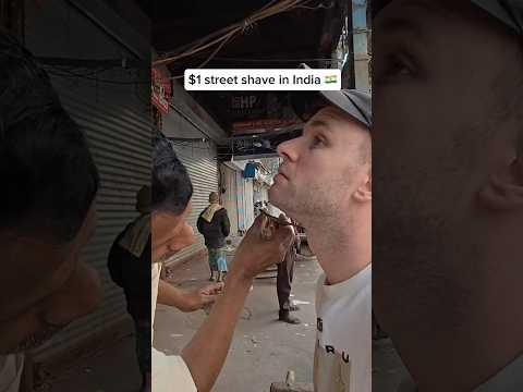 $1 Street Shave in India 🇮🇳 #travel #indianbarber #asmr