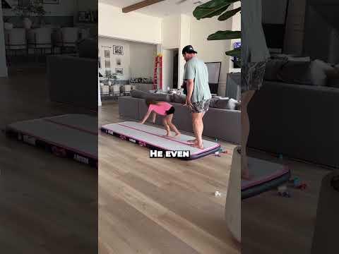 This dad helped his daughter to prepare for a gymnastics event 🥰