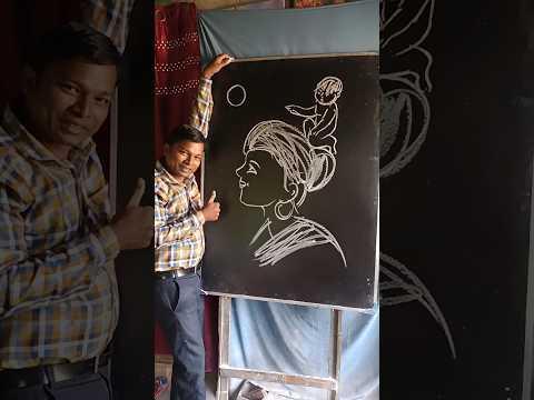 Mom and Baby drawing with both hands #mother#love#art#viral#shorts#drawing#trending