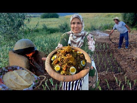 إعداد الرفيسة بالدجاج البلدي و جني البصل وزراعته في البادية