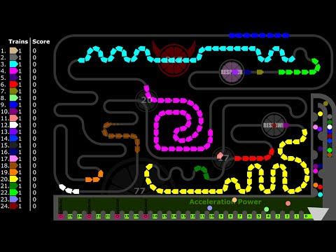 The Train Battle - Marble Race in Algodoo