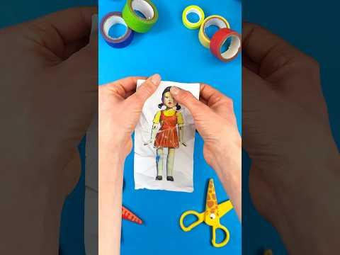 Paper Craft Transformation of Doll by Squid Game 🤯#squidgame #papercraft #squidgamechallenge #craft