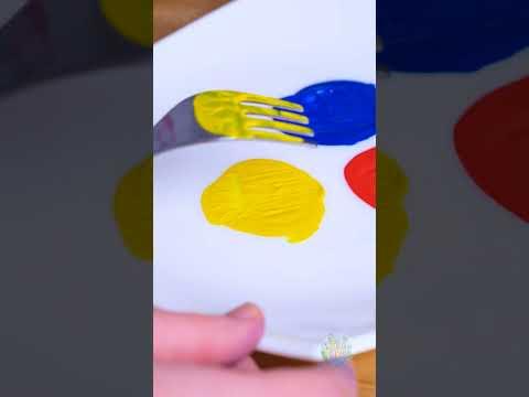 Painting 🍴 with Just a Fork - Kid-Friendly Art! 🎨