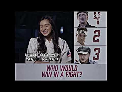 Jacob/Hawk and Vanessa/Carmen stands with Mr Han#cobrakai #hawk #eli #elimoskowitz #cobrakaichop