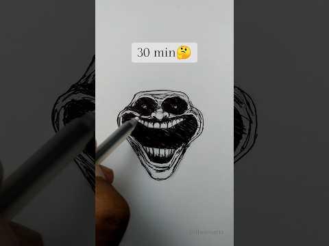 Troll face drawing in 5 sec, 30 min and 2 hr #shorts